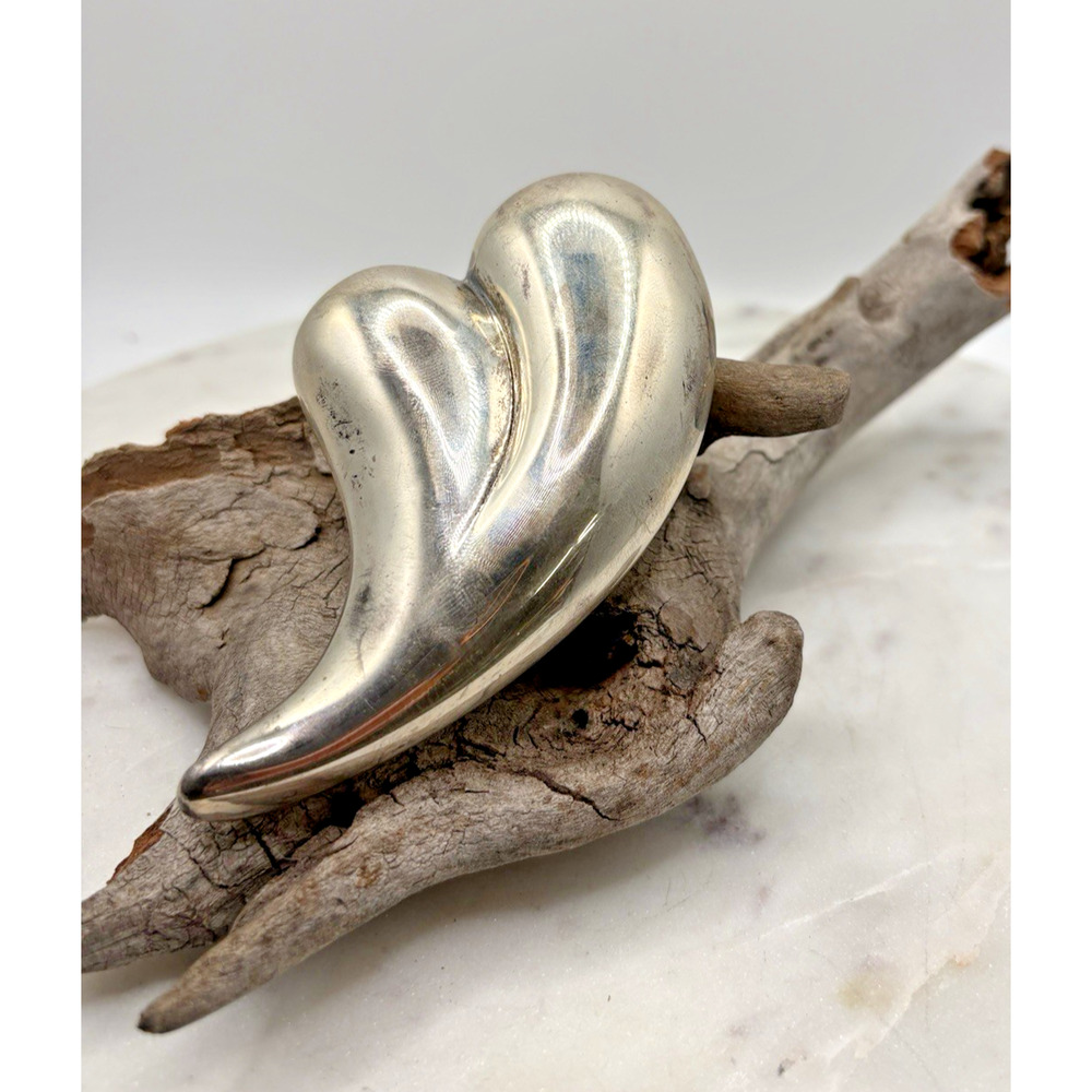 Jondell 925 Silver Large Puffy Heart Brooch (47.63g) vintage beauty